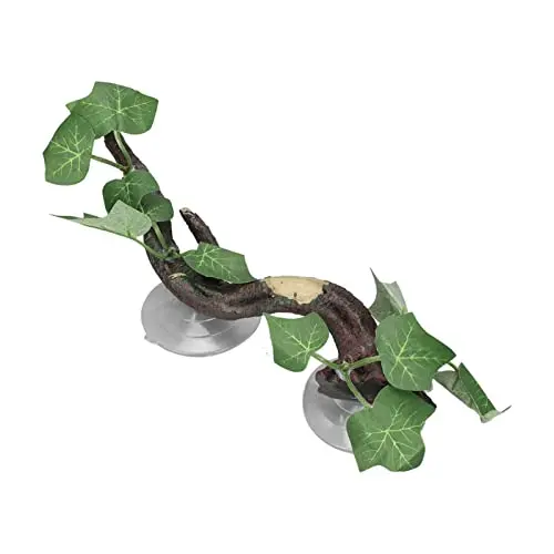 Eco Friendly Reptile Climbing Branch with Rattan Look Ceramic Suction Cup Aquarium Decoration for Boredom Relief