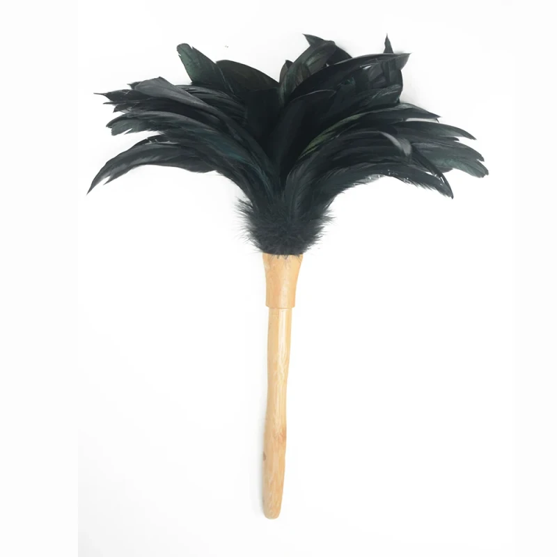 Eco Friendly Reusable Handheld Natural Color Rooster Chicken Feather Duster for Cleaning Supplies Home Car Office