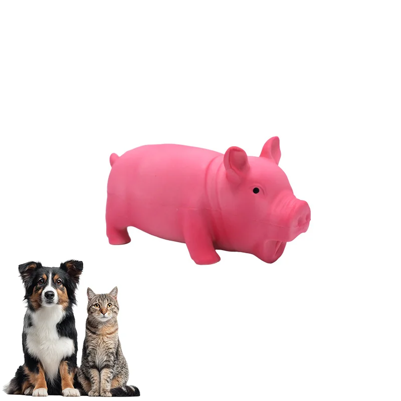 Eco Friendly Rubber Dog Toy Squeaky Pig shaped Interactive Chew Toy with Squeaking Sound Teeth Cleaning Exercise