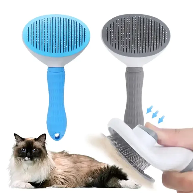Eco Friendly Self Cleaning Stainless Steel Pet Dog & Cat Grooming Brush with Dematting Comb
