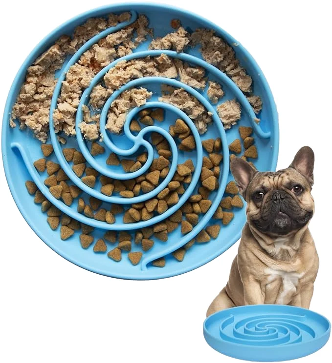 Eco Friendly Silicone Rubber Non Slip Healthy Eating Choking Prevention Puppies Kittens Pet Slow Feeder Disc Bowl