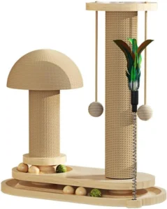 Eco Friendly Sisal Cat Scratching Post Tall Cat Tree with Durable Sisal Rope Beige MDF Board Wooden Toy Cat Scratcher