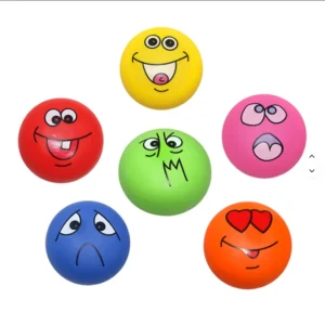 Eco Friendly Soft Latex Cat Chew Toy Natural Rubber Smile Face Squeaky Toy Energy Consumption Pet Toy Quiet for Busy Pets