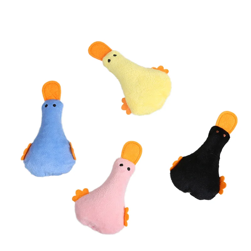 Eco Friendly Soft Squeaky Cartoon Duck Plush Pet Catnip Dog Toy for Cats