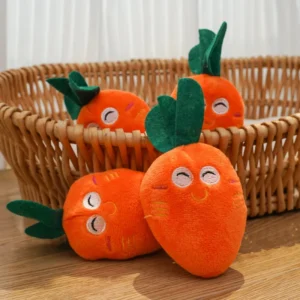 Eco Friendly Squeak Pet Toys Dog Bone Chicken Leg Fruit Carrot Plush Toy with Bite Resistant Feature for Cats