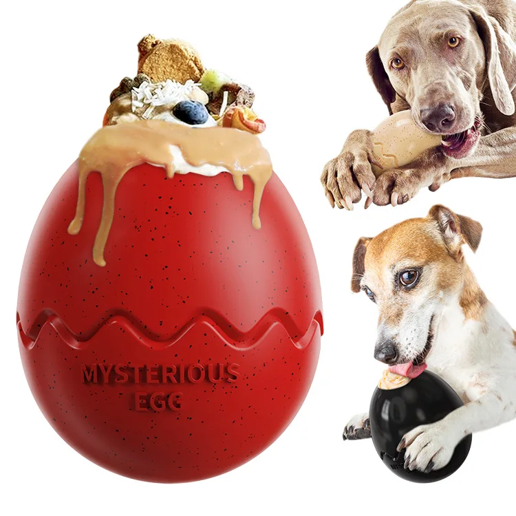Eco Friendly TPR Dog Squeak Toys Dinosaur Eggs for Licking Gnawing Slow Eating Toy That Leaks