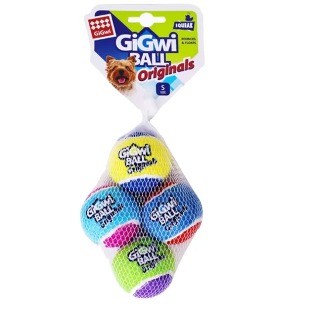 Eco Friendly Training Outdoor Play Ball, High Bounce Sound Interactive Squeaky Tennis Toy for Small Medium Dogs