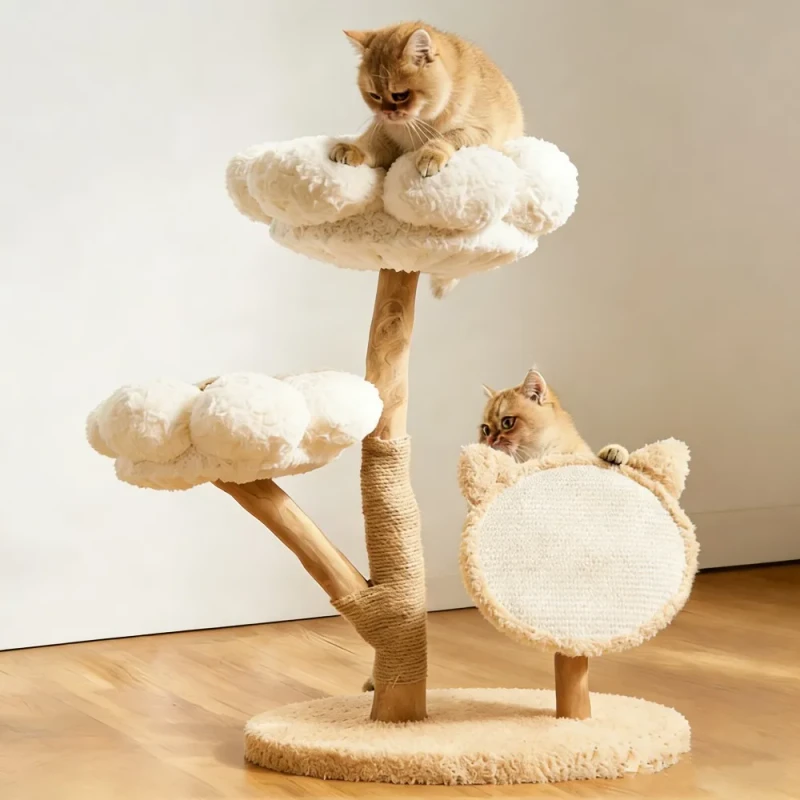 Eco Friendly Wood Cat House and Climbing Frame Multifunctional Durable Warmth All Seasons Pet Furniture