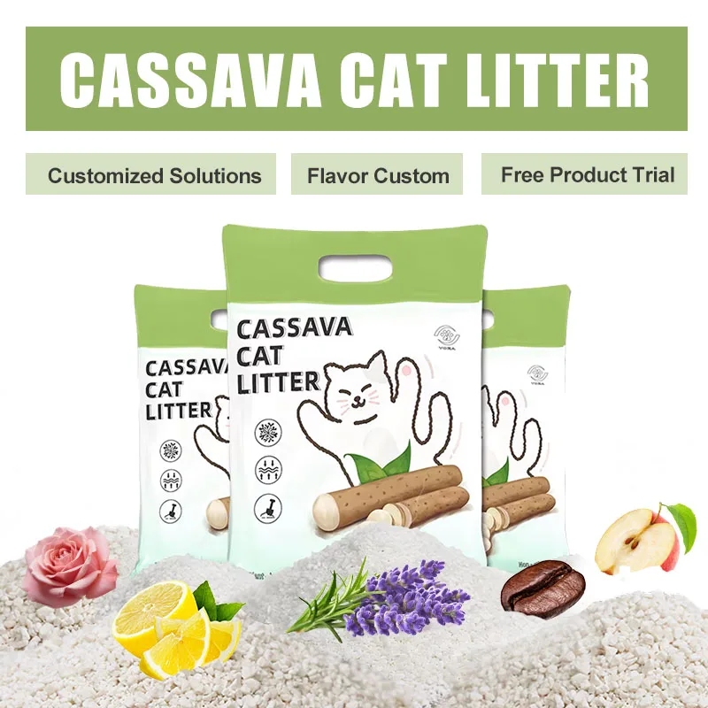 Eco-friendly Cassava Cat Litter Strong Water Absorption Quick Dust Prevention High-temperature Odor Removal