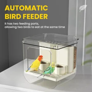 Eco friendly Classic Design Plastic No Mess Automatic Bird Feeder Multifunctional Parrot Seed Feeders Transparent All Seasons
