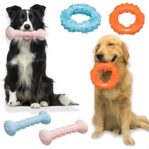 Eco friendly Dog Chewable Bite Resistant Rubber Teething Toys for Pets Teeth Cleaning Various Styles