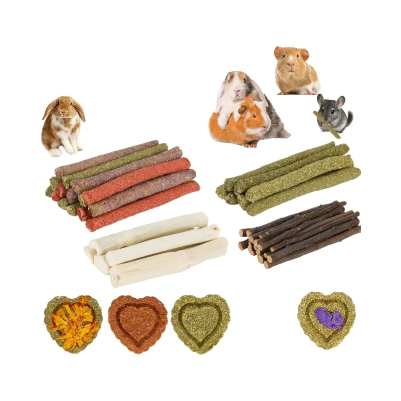 Eco friendly Grass Material Rabbit Guinea Pig Chinchilla Hamster Rat Chew Toys Teeth Cleaning Treats for Small Animals