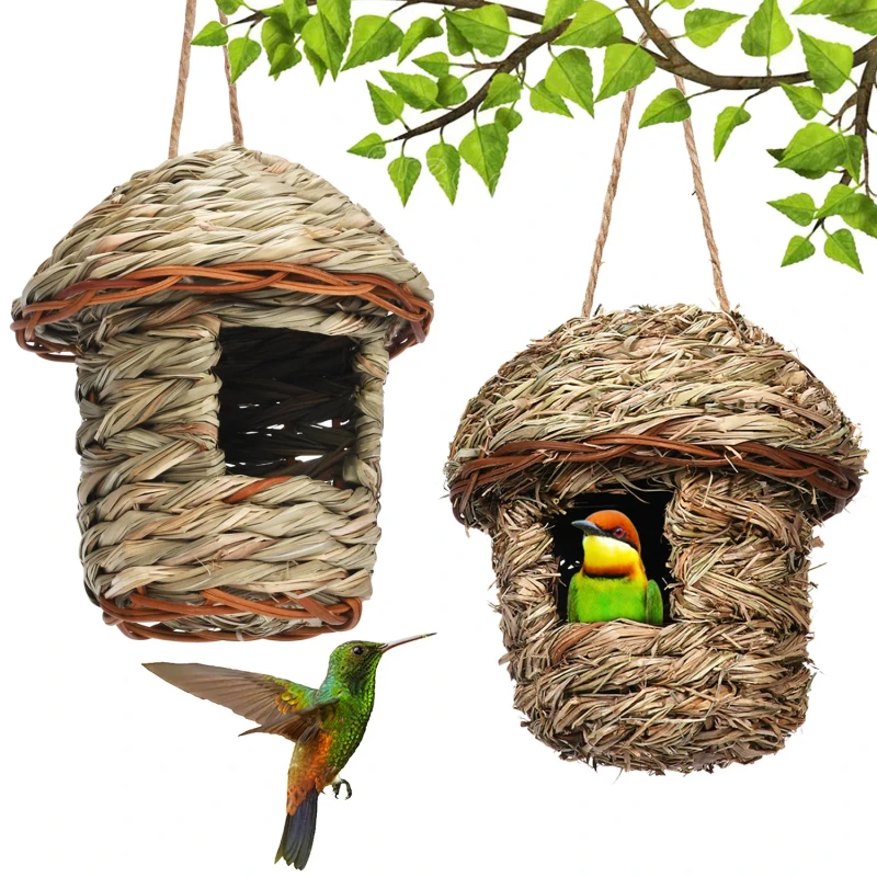 Eco friendly Handmade Bird Cage Creative Pastoral Ecological Bird House Explosive Hibiscus Grass Bird Nest Landscaping Decking