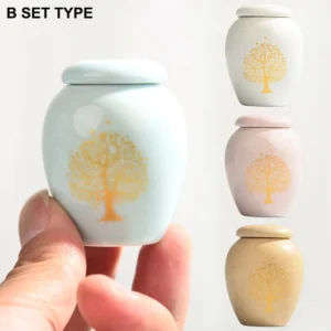 Eco friendly Luxury Ceramic & Wooden Pet Urn for Dog & Cat Cremation Ashes Durable Handmade Memorial Jar