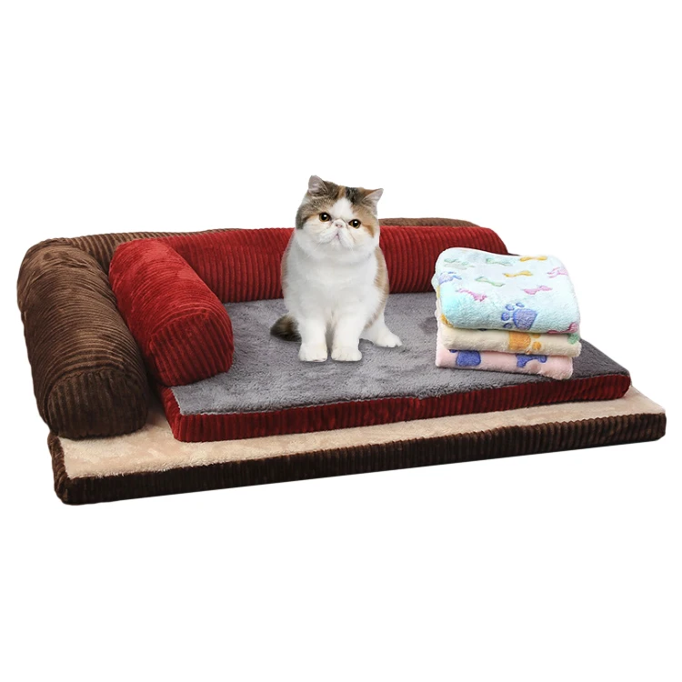 Eco-friendly Pet Bed Accessories Pet Soft Comfortable Cloth Sofa Easy Cleaning Pet Cat Bed Mats