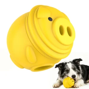 Eco-friendly Rubber Dog Chicken Flavor Cartoon Style Leakage Food Toy Piggy Bite Educational Hidden Ball Pet Supplies