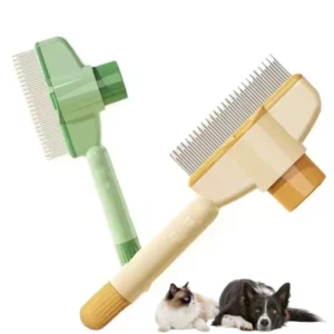 Eco friendly Self Cleaning Cat Dog Hair Removal Comb Stainless Steel & ABS Pet Grooming Product