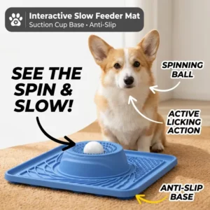 Eco friendly Silicone Indoor Slow Feeder Licking Bowl with Rolling Ball for Cats & Dogs Slow Pet Eating Easy Clean