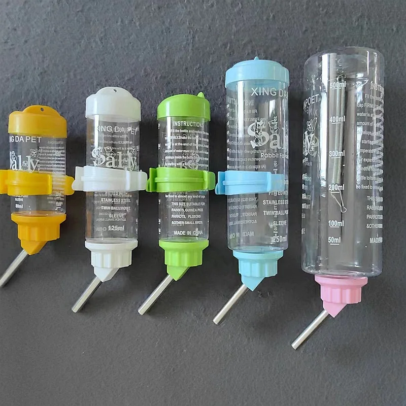Eco friendly Small Hamster Supplies Solid Pattern Rabbit Dispensers Plastic Travel Use Water Bottles Feeders