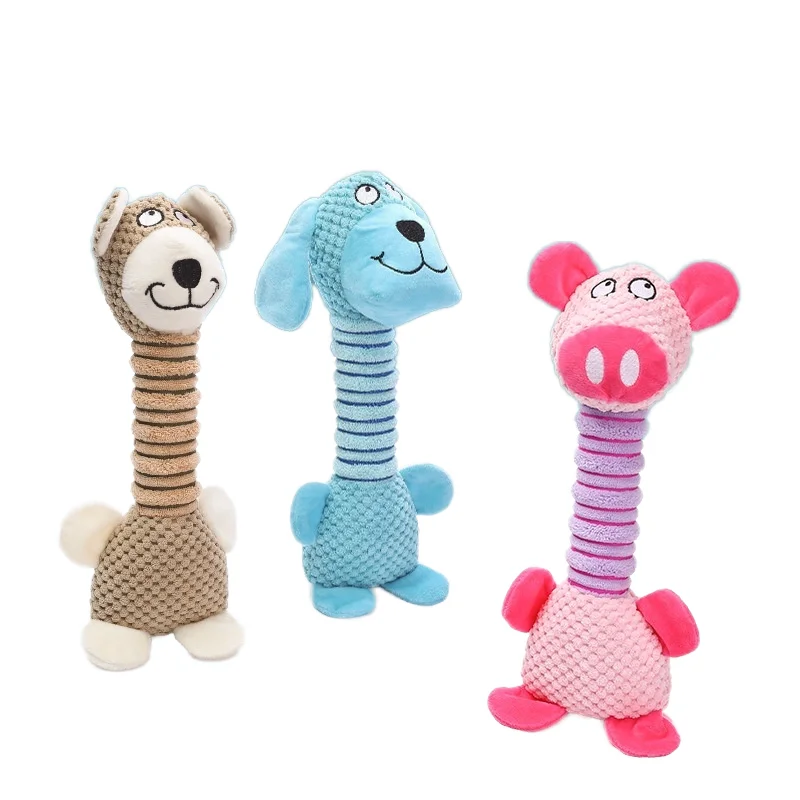 Eco friendly Soft Squeak Cat Dog Training Plush Toy Cute Pet Chew Toys for Teeth Cleaning