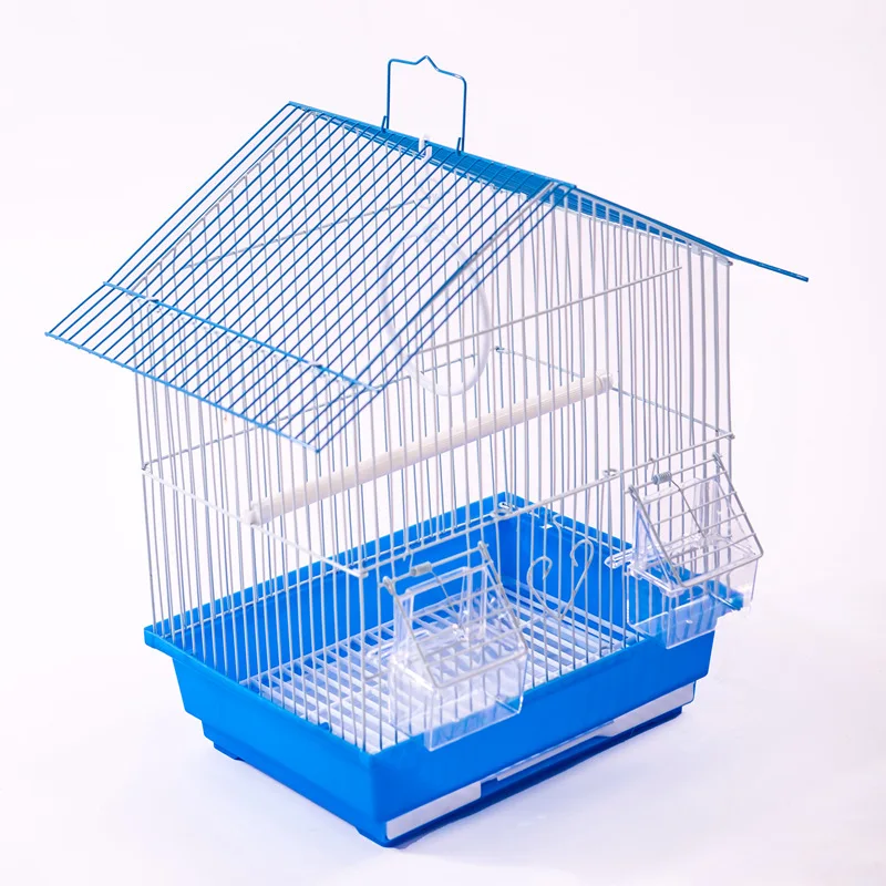 Eco friendly Solid Metal Small Bird Cage with Plastic Tray for Parrots Bago Tiger Skin Peony Design