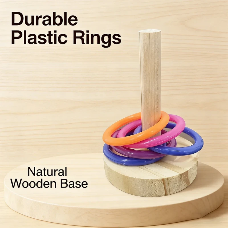 Educational Modern Wooden Parrot Toy Colorful Ring Toss Set for Mental Stimulation Boredom Relief Small Medium Birds