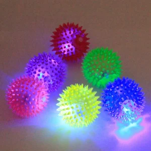 Elastic LED Light Up Dog Toys Chew Spike Ball Interactive Pet Cat Molar Rubber Toy for Dogs Flash Ball Pet Dog Toys