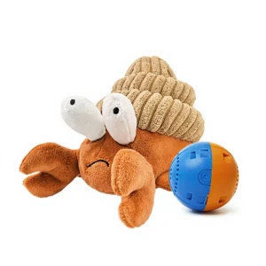Electric Vibrating Hermit Crab Plush Toy Movable Active Ball Design USB Rechargeable Interactive Dog Chew Toy