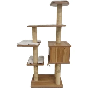 Elegant Luxury Cat Scratcher Plush Kitten Wooden Tower Platform Sisal Large Cat Climbing Tree