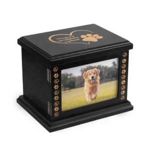 Elegant Memorial Pet Casket Solid Wood Commemorative Urn Photo Frame Funeral Supplies Cats & Dogs Black Handmade
