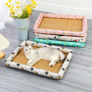Elevated Cooling Pet Bed with Ice Silk Fabric Waterproof & Non Slip Dog Cot Portable for Cats and Small Dogs