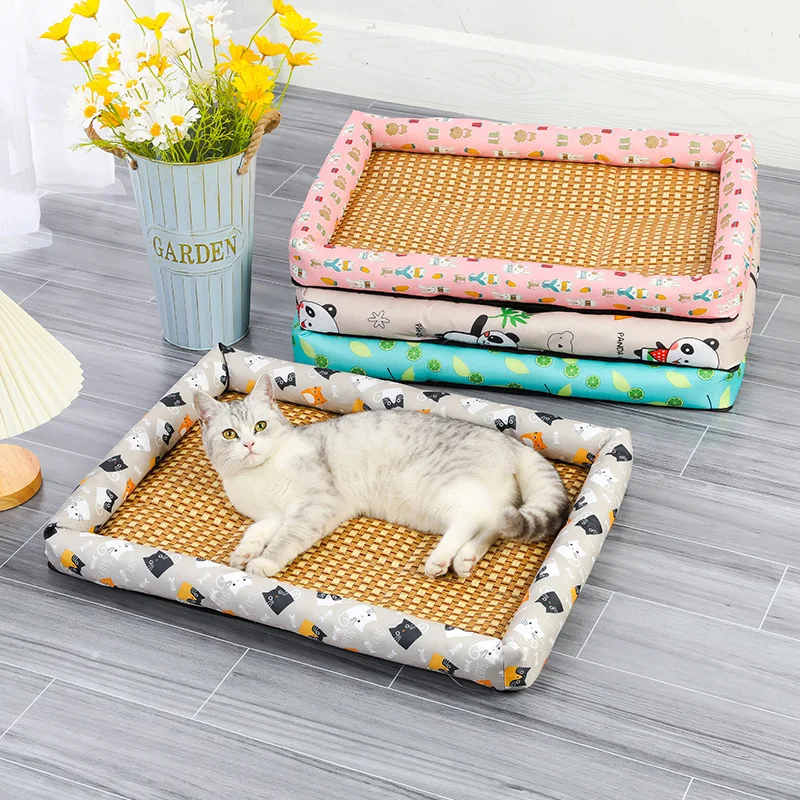 Elevated Cooling Pet Bed with Ice Silk Fabric Waterproof & Non Slip Dog Cot Portable for Cats and Small Dogs