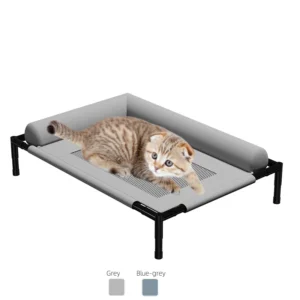 Elevated Pet Cot Bed with Breathable Cooling Mesh Water Resistant Removable Mat Washable Design for Small Medium Dogs Cats