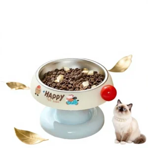 Elevated Stainless Steel Pet Bowl for Cats & Dogs Anti Spill Neck Protection Ice Cream Style Pet Feeder