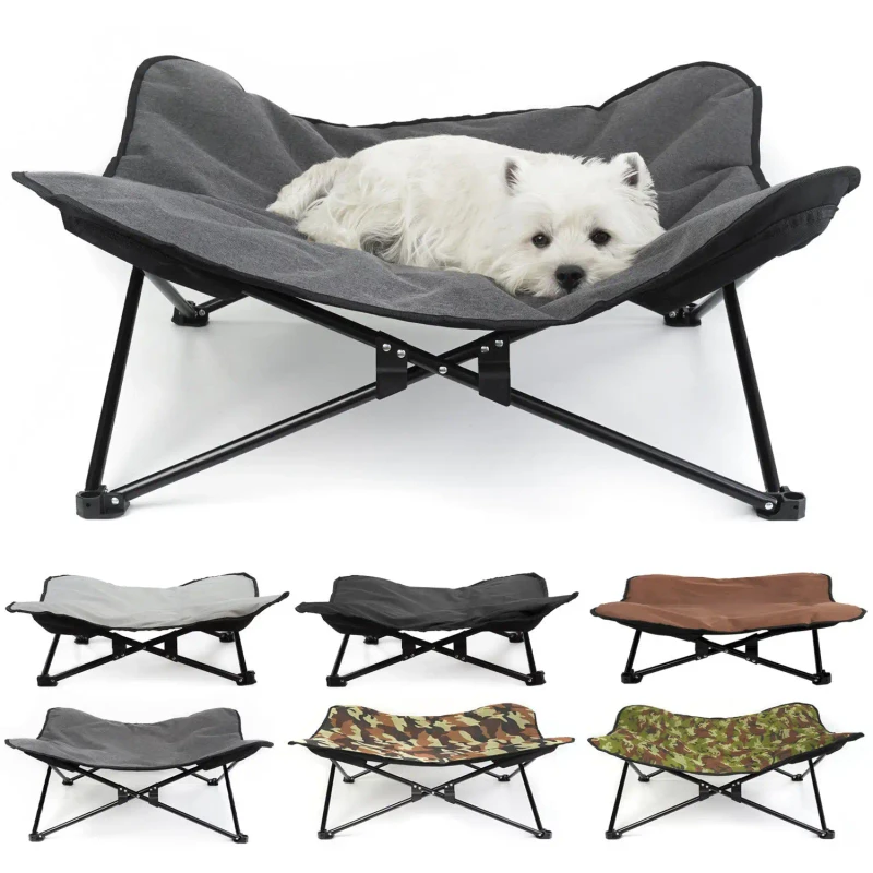 Elevated Steel Pipe Foldable Wear-resistant Easy to Carry Muti-color Pet Dog Cat Bed
