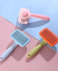 Ergonomic Handle Pet Grooming Brush Self Cleaning One Key Hair Remover Skin Friendly Washable Pet Hair Removal Tool for Cats Dog