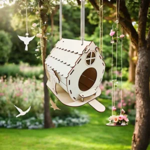 European American Style Rectangle Handmade Hanging Birdhouse Bird Feeder Decorative Pendant Pet Supplies MZP 2308 17 None