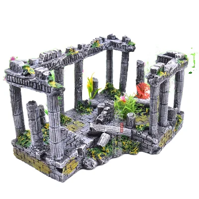 European Luxury Plastic Roman Column Ornaments Aquatic Handicraft Garden Landscaping Fish Tank Accessories Eco Friendly S/M/L