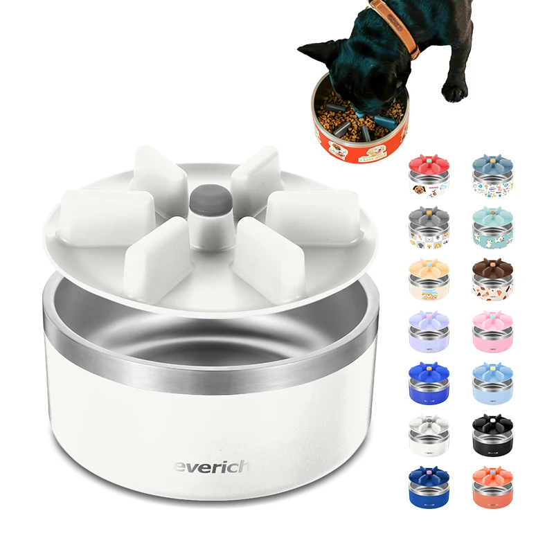 Everich Silicone Food Safe Pet Friendly Slow Feeder Pet Bowl for Pet Food Container
