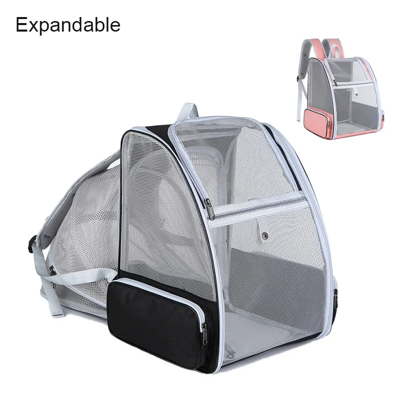 Expandable Adjustable Mesh Pet Cat Dog Travel Carrier Zipper Durable Lightweight Portable Large Capacity Weekend Outdoor