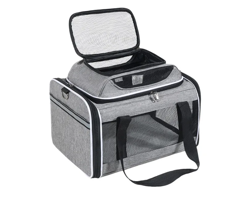 Expandable Cat Carrier for Outdoor Travel Airline Approved Dog Travel Carrier Soft Sided Pet Mesh Carry Bag Under Seat in Cabin