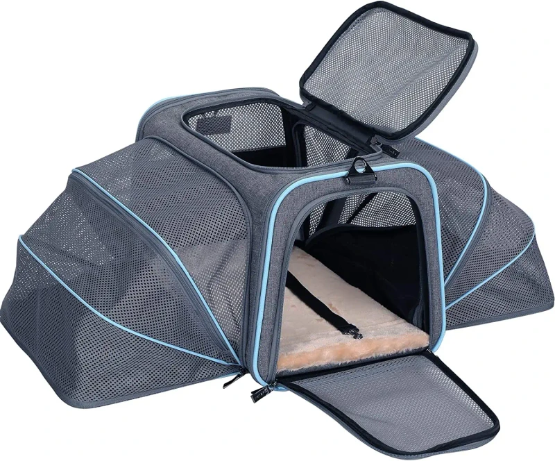 Expandable Cat Carriers Small Dog Carrier Airline Approved Soft Sided Portable Washable Pet Travel Carrier with Two Extension