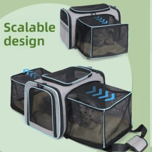 Expandable Foldable Breathable Portable Pet Carrier with Shoulder Strap for Cats & Small Dogs 3kg Max Load