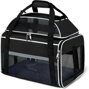 Expandable Pet Carrier 17x11x9.5 Inch Airline Approved Soft Sided Underseat 12lbs Cats Dogs Locking Zipper Safety