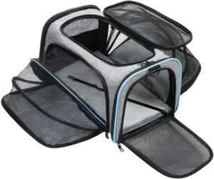 Expandable Pet Carrier Airline Approved Soft Sided Dog Cat Travel Carrier Bag with Removable Fleece Pad for Pet Small Animal