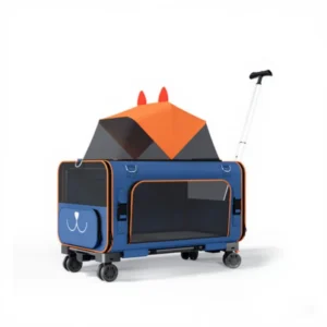 Expandable Pet Carrier Stroller with Large Ventilation Mesh Foldable Travel Cart for Dogs and Cats