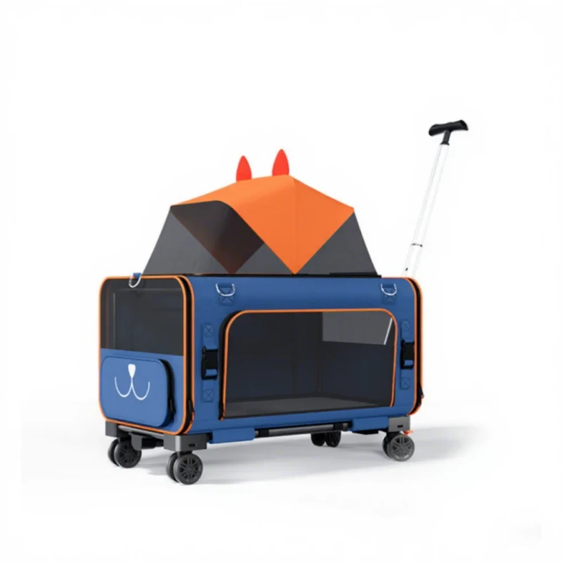 Expandable Pet Carrier Stroller with Large Ventilation Mesh Foldable Travel Cart for Dogs and Cats