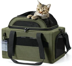 Expandable Portable Pet Carrier Airline Approved for Small Animals Breathable Soft Sided with Locking Zippers Dog Cat Travel Bag