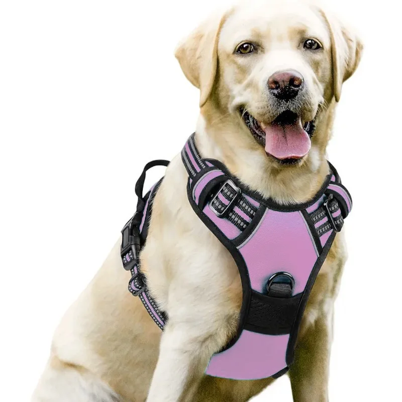 Expandable Tactical Nylon Dog Leash Button Closure Chest Strap Harness for Large Dogs Pet Walking Training Supplies