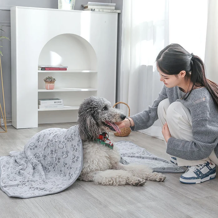 Extra Large Arctic Velvet Fabric TPU Waterproof Sherpa Fleece Plush Warm Dog Bed Cover Winter Pet Blanket for Cats and Dogs